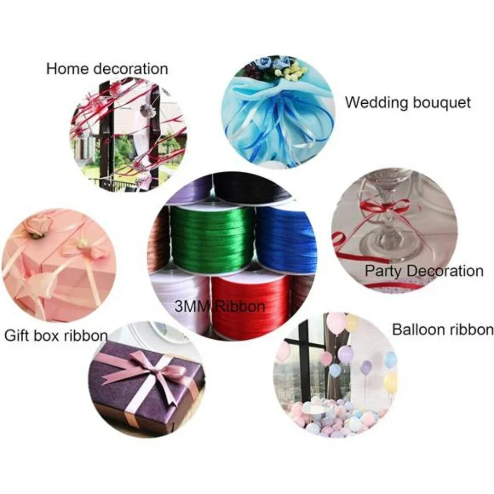 12 Roll Satin Ribbon Set 1 8 Inch Wide 1200 Yards Colorful Ribbon for Gift Wrapp